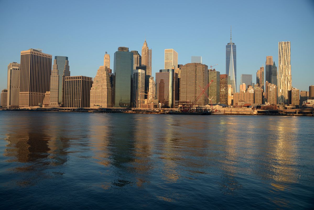 14A New York Financial District Skyline After Sunrise From Brooklyn Heights